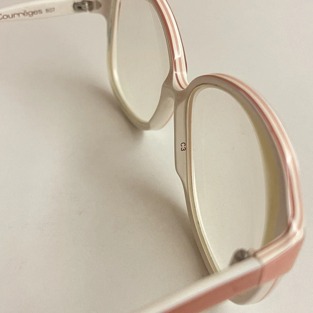 Vtg courreges 807 glasses Pink Boho Grandma Core 57-15 140‎ C3 50s Oversized